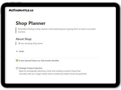 NoSideHustle Shop Manager+ for Etsy Notion Template