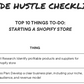 Side Hustle Checklist - Top 10 Things To-Do When Starting a Side Hustle - Planner, Digital, Canva Template