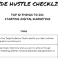 Side Hustle Checklist - Top 10 Things To-Do When Starting a Side Hustle - Planner, Digital, Canva Template