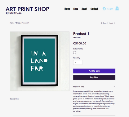 Wix Template Website for Art, Print, Shop